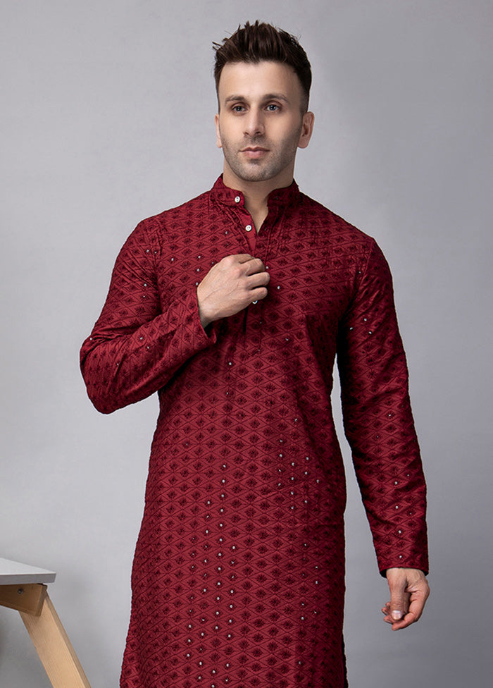 2 Pc Maroon Viscose Kurta Pajama Set Buy Cheap Low Cost