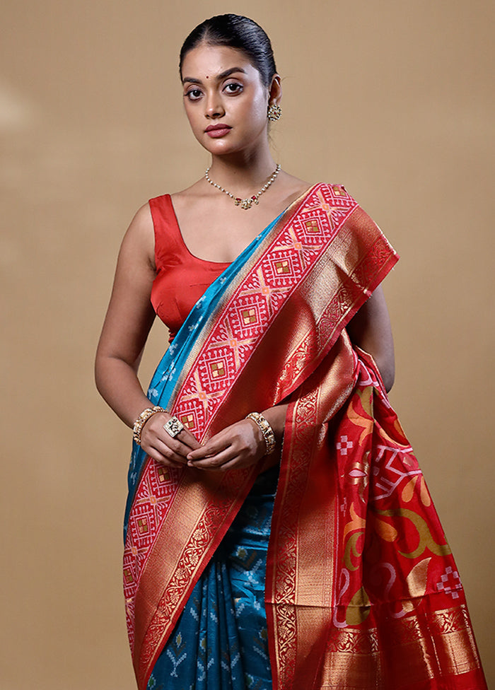 Blue Dupion Silk Saree With Blouse Piece 2025 New Cheap Pice