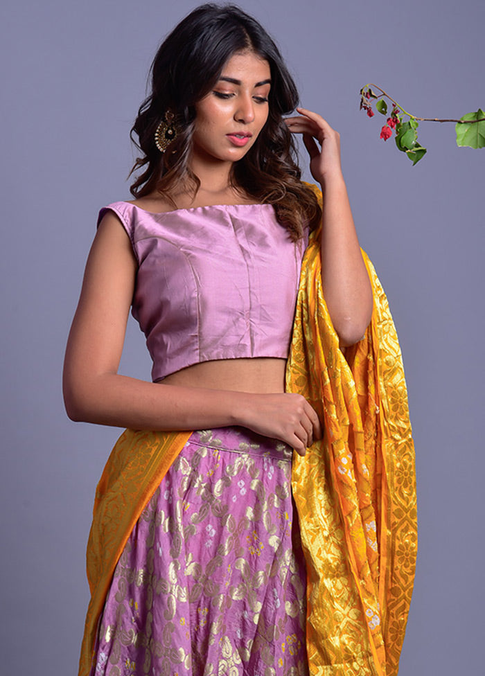 Lavender Readymade Silk Lehenga Set With Dupatta Big Discount Cheap Pice