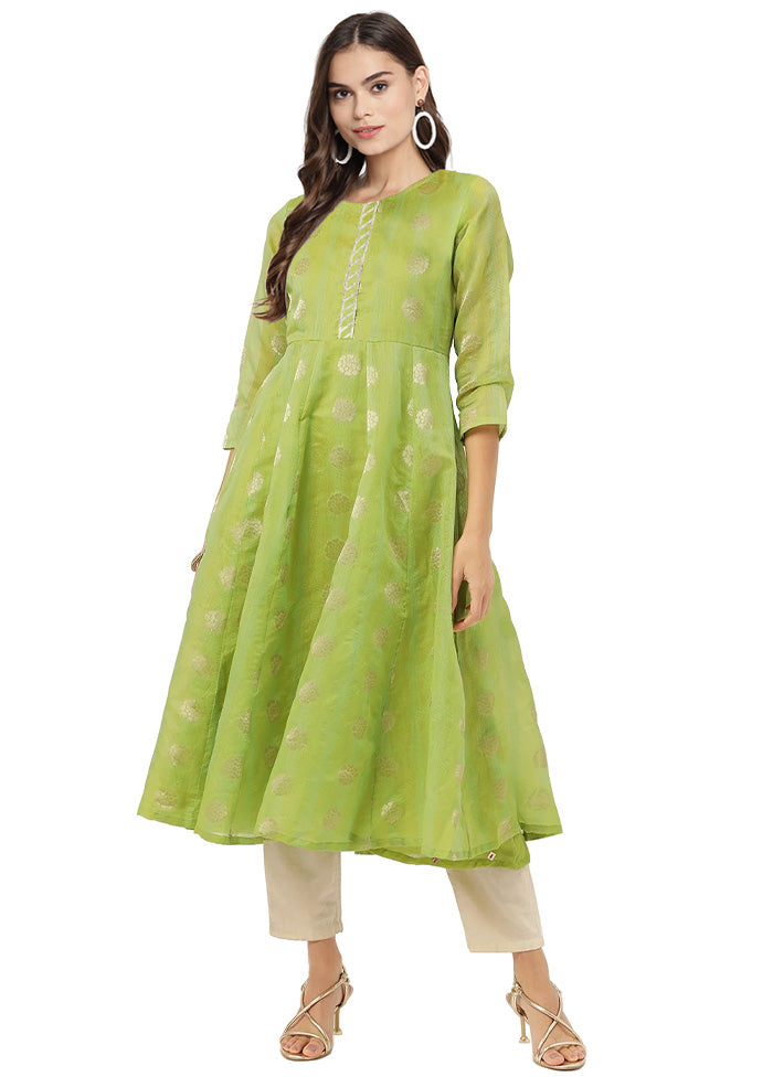 Olive Green Readymade Chanderi Kurti Sale Supply