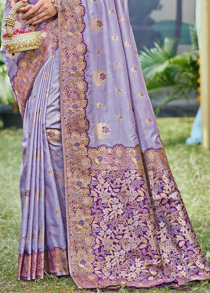 Purple Spun Silk Saree With Blouse Piece Cost Cheap Pice