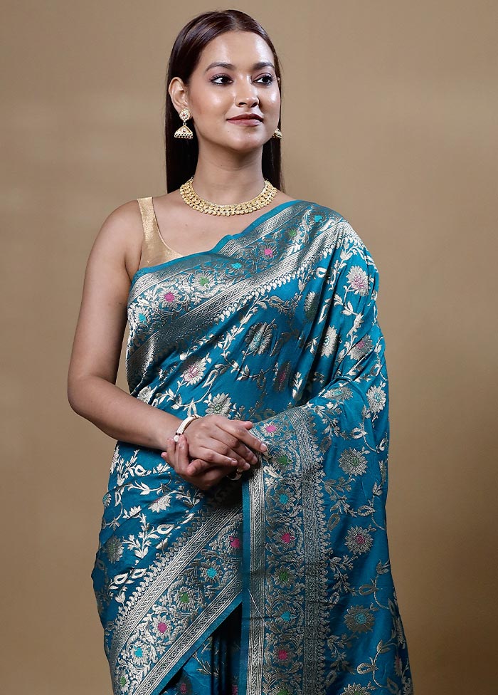 Blue Georgette Saree With Blouse Piece Outlet Fashionable