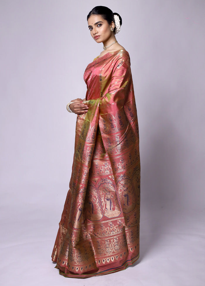 Rust Handloom Baluchari Pure Silk Saree With Blouse Piece Free Shipping Shop