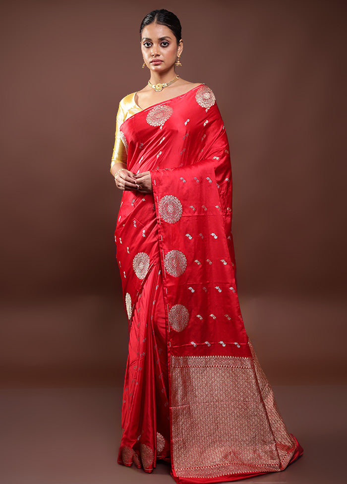 Red Dupion Silk Saree With Blouse Piece Amazon Online