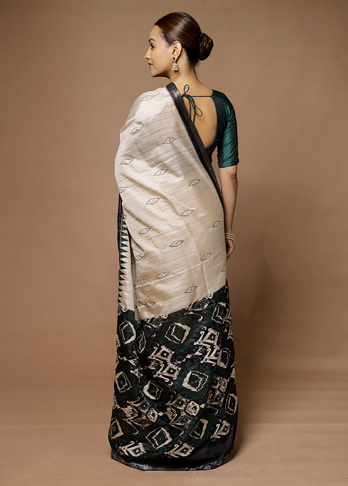 Cream Tussar Silk Saree With Blouse Piece Buy Cheap How Much