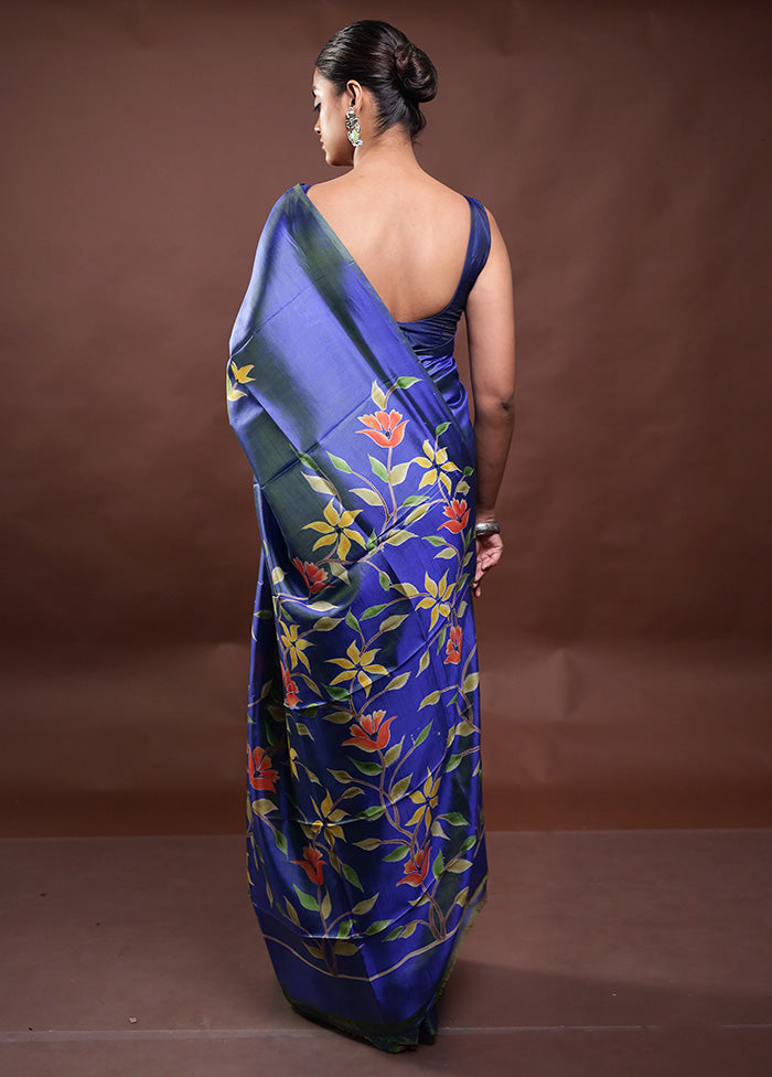 Blue Pure Bishnupuri Silk Saree Without Blouse Piece Amazon Cheap Online