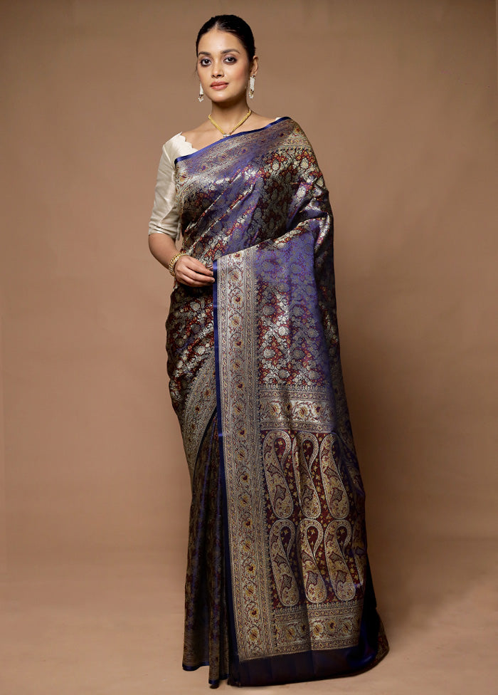 Blue Handloom Tanchoi Pure Silk Saree With Blouse Piece Discount Visit New