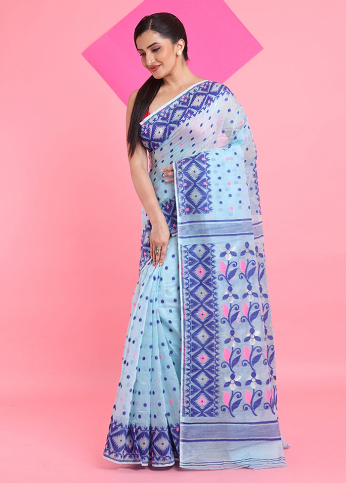 Sea Green Cotton Woven Work Saree Without Blouse Piece Sale Visa Payment