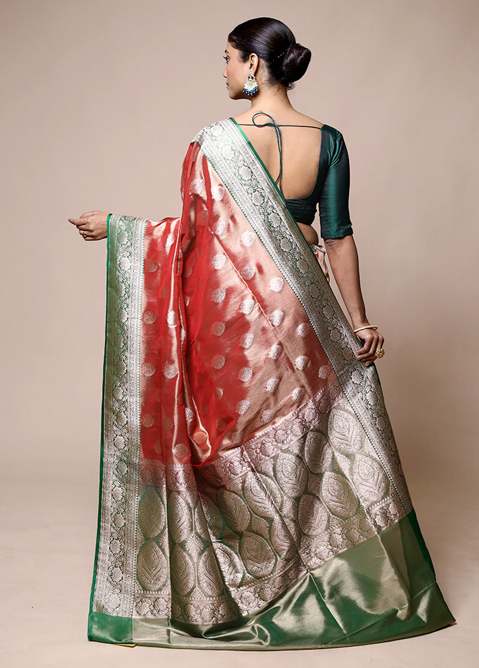 Red Tissue Silk Saree With Blouse Piece Websites For Sale