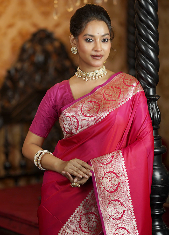 Pink Katan Silk Saree With Blouse Piece Buy Cheap Browse