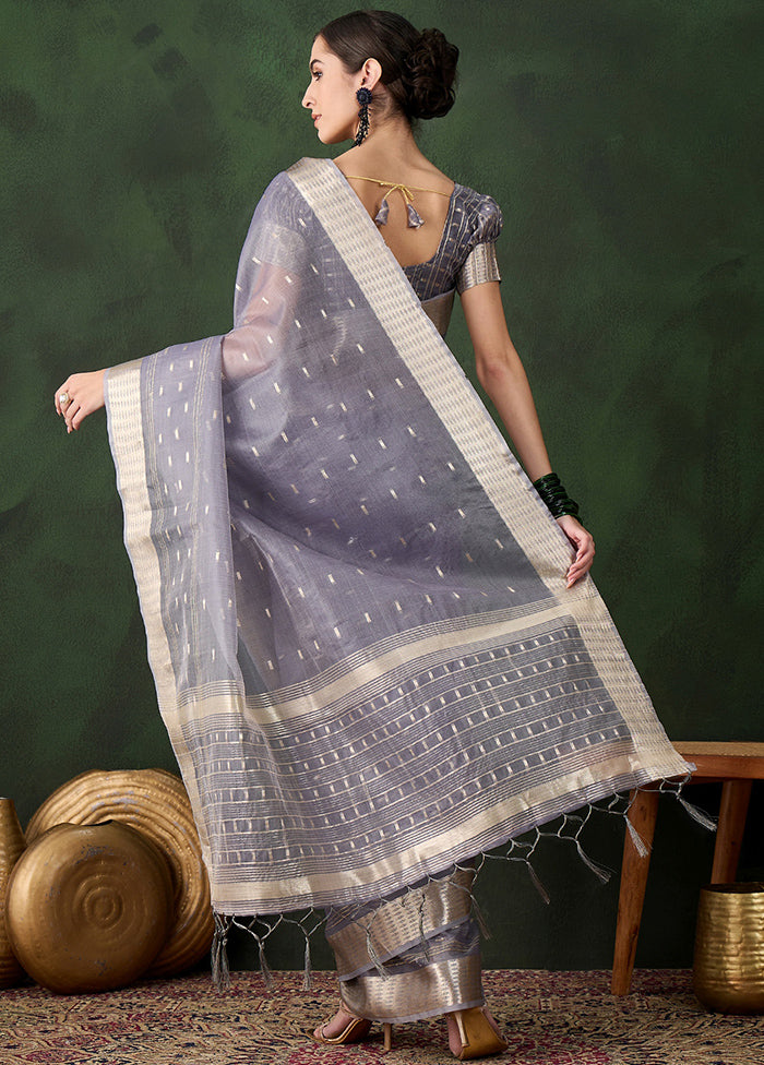 Grey Organza Saree With Blouse Piece Ebay Cheap Pice