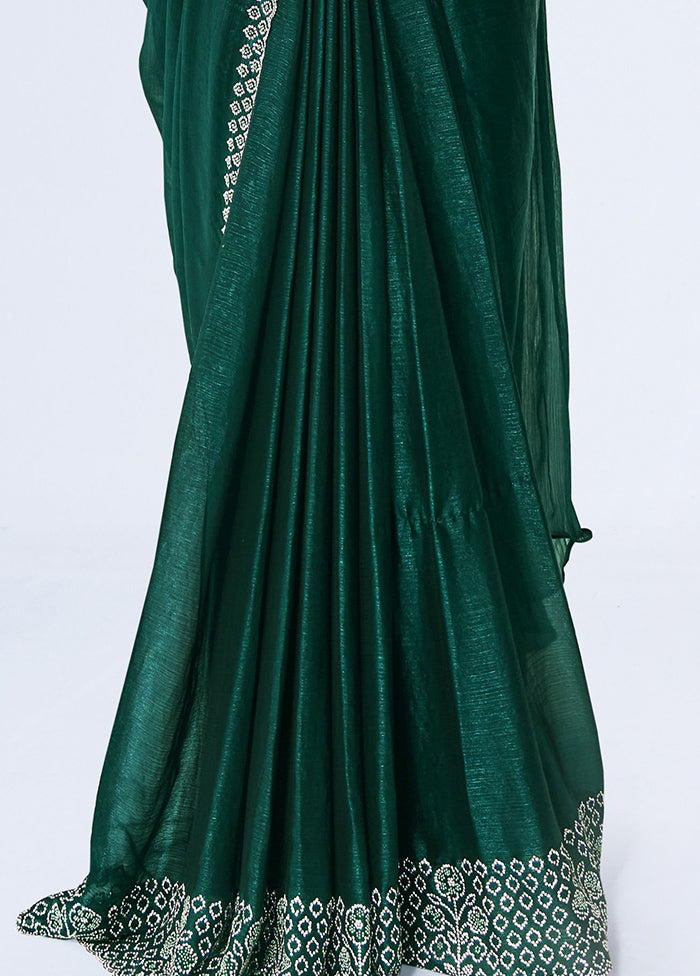 Green Chiffon Silk Saree With Blouse Piece Countdown Package Online