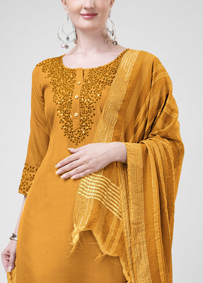 3 Pc Mustard Readymade Cotton Suit Set Clearance Choice