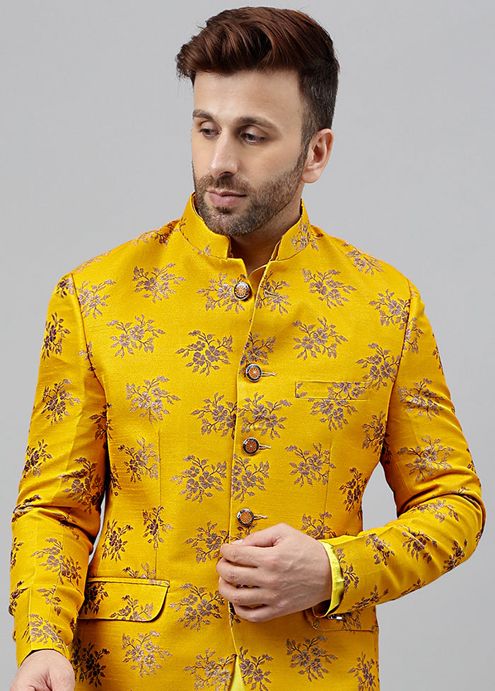 Yellow Viscose Jacquard Blazer Sale Choice