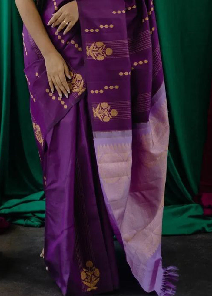 Purple Banarasi Silk Saree With Blouse Piece Discount Tumblr