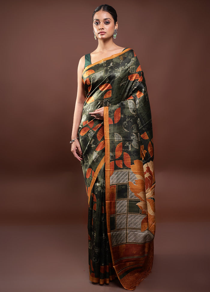 Green Printed Pure Silk Saree Without Blouse Piece Buy Cheap Cost