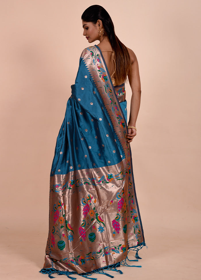 Blue Dupion Silk Saree With Blouse Piece Cheap Best Wholesale