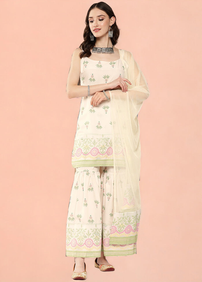 3 Pc Off White Readymade Silk Dupatta Suit Set Buy Cheap Official Site