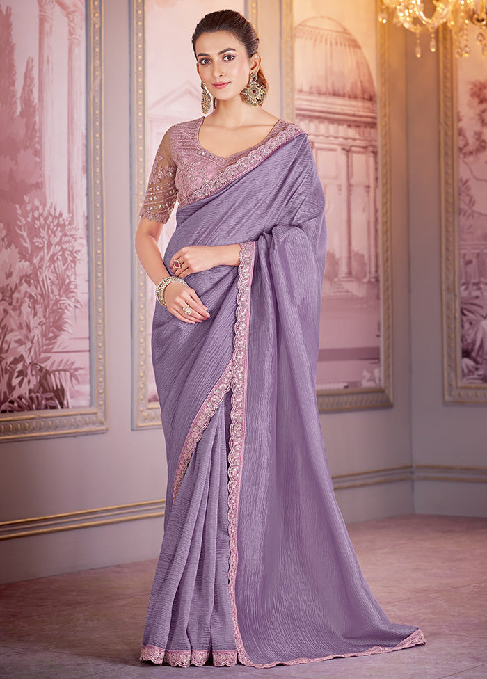 Lavender Spun Silk Saree With Blouse Piece Buy Cheap Low Cost