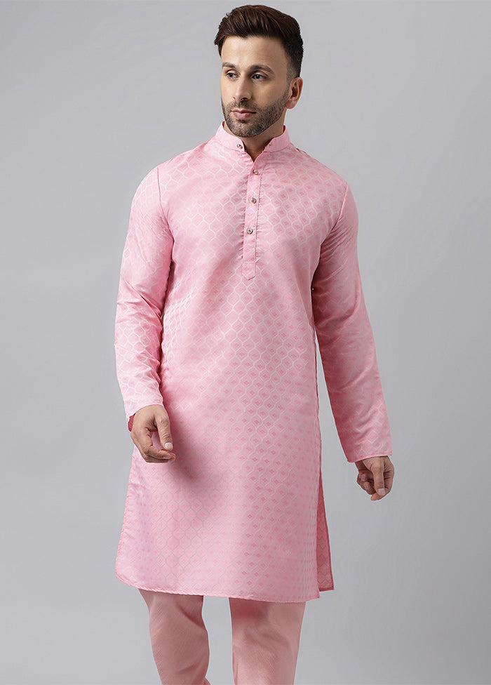 Pink Viscose Jacquard Long Kurta Pices For Sale