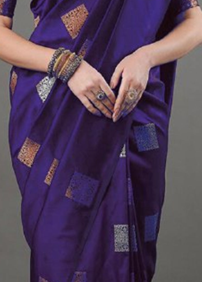 Purple Banarasi Silk Saree With Blouse Piece Discount Exclusive