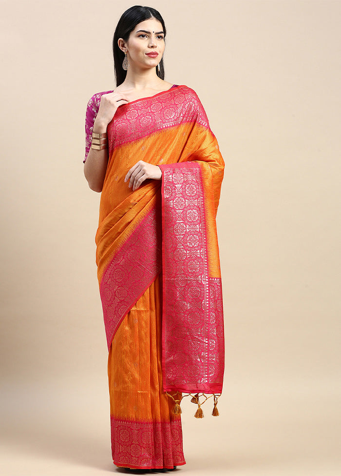 Yellow Banarasi Silk Saree With Blouse Piece Outlet 2025 Newest