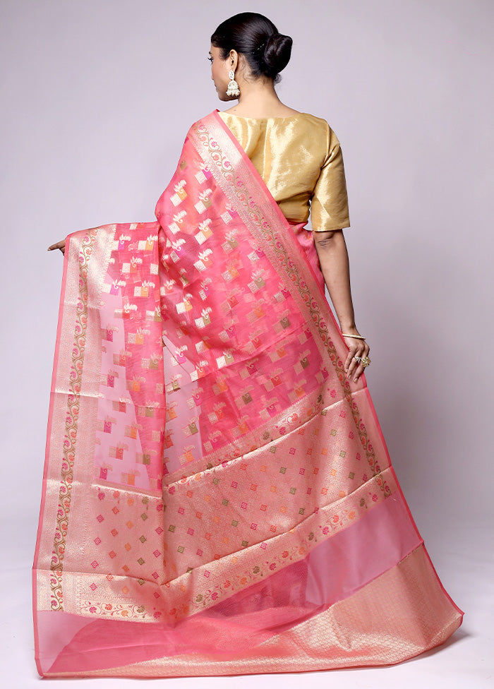 Pink Kora Silk Saree With Blouse Piece In China Sale Online