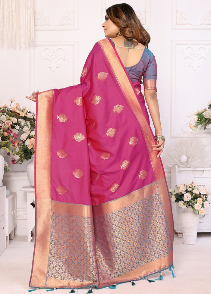 Pink Spun Silk Saree With Blouse Piece Outlet Locations Cheap Online