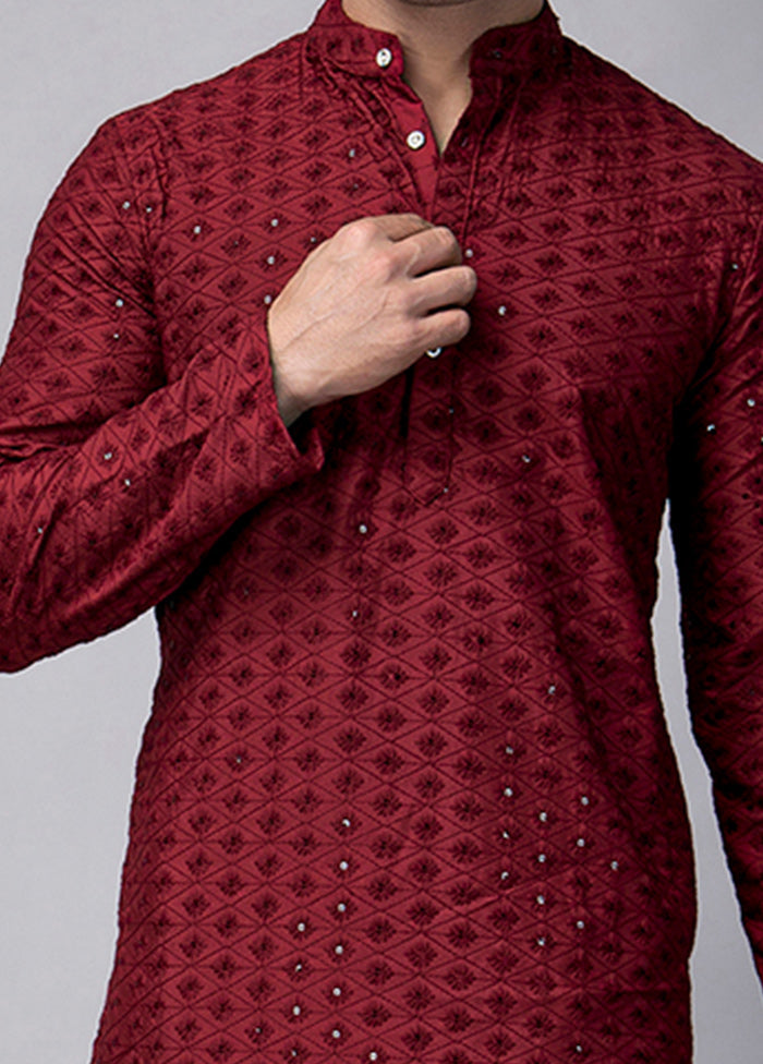 2 Pc Maroon Viscose Kurta Pajama Set Buy Cheap Low Cost