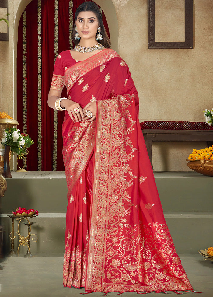 Red Spun Silk Saree With Blouse Piece Tumblr Online