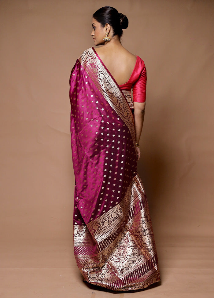 Pink Banarasi Silk Saree With Blouse Piece Cheap In China