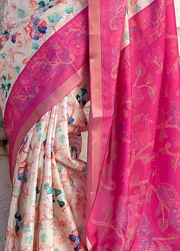 Pink Tussar Silk Saree With Blouse Piece Manchester Cheap Pice