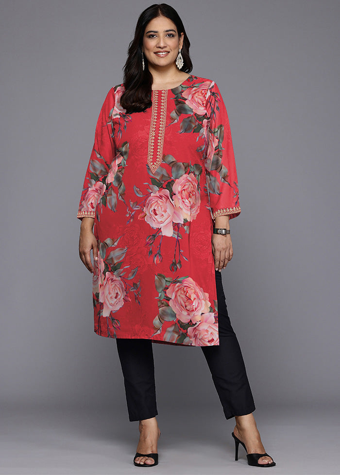 Red Readymade Georgette Kurti Manchester Sale Online