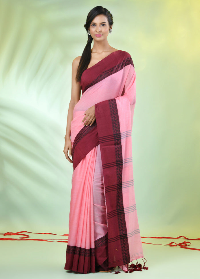 Pink Cotton Saree With Blouse Piece From China For Sale