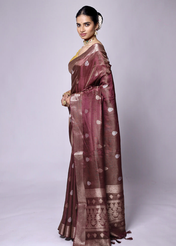 Maroon Dupion Silk Saree With Blouse Piece Cost For Sale