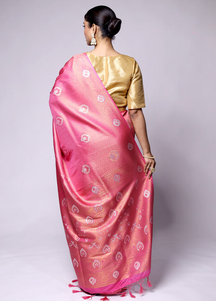 Pink Dupion Silk Saree With Blouse Piece Sale Manchester Great Sale