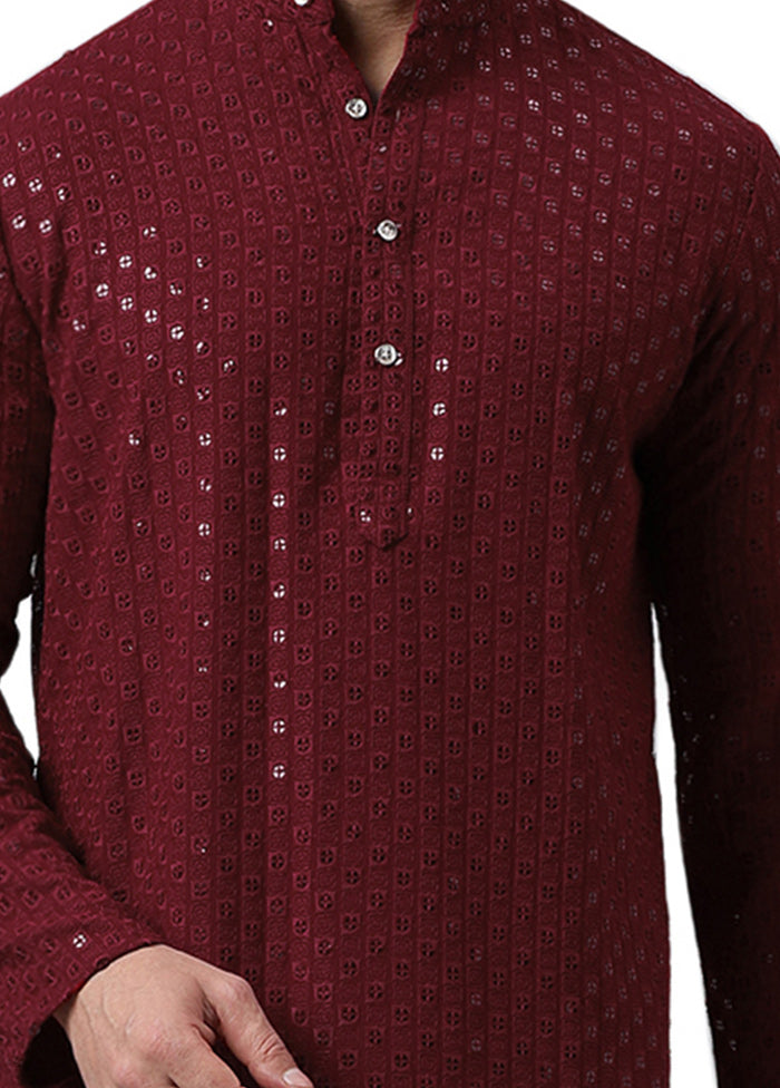 Maroon Silk Embroidered Kurta Cheap Sale Eastbay