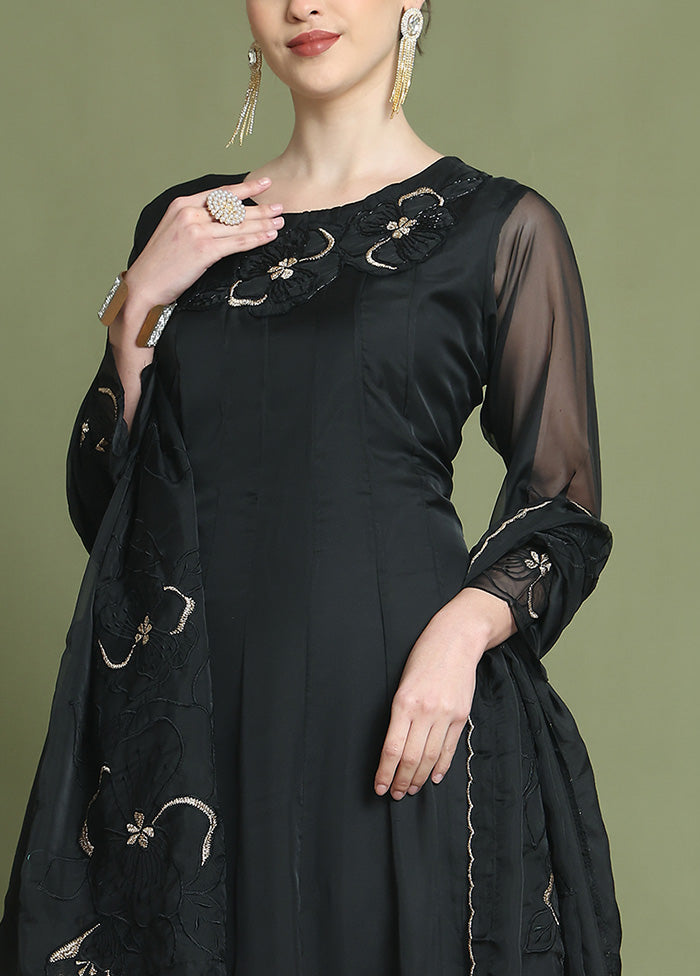 Black Readymade Silk Dupatta Indian Dress Marketable Online