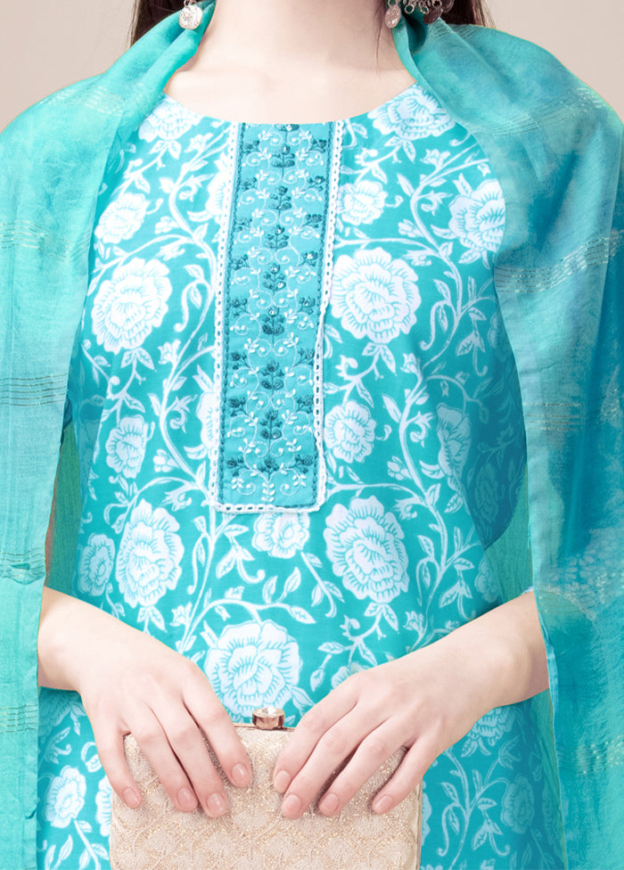 3 Pc Sky Blue Readymade Rayon Suit Set Best Place