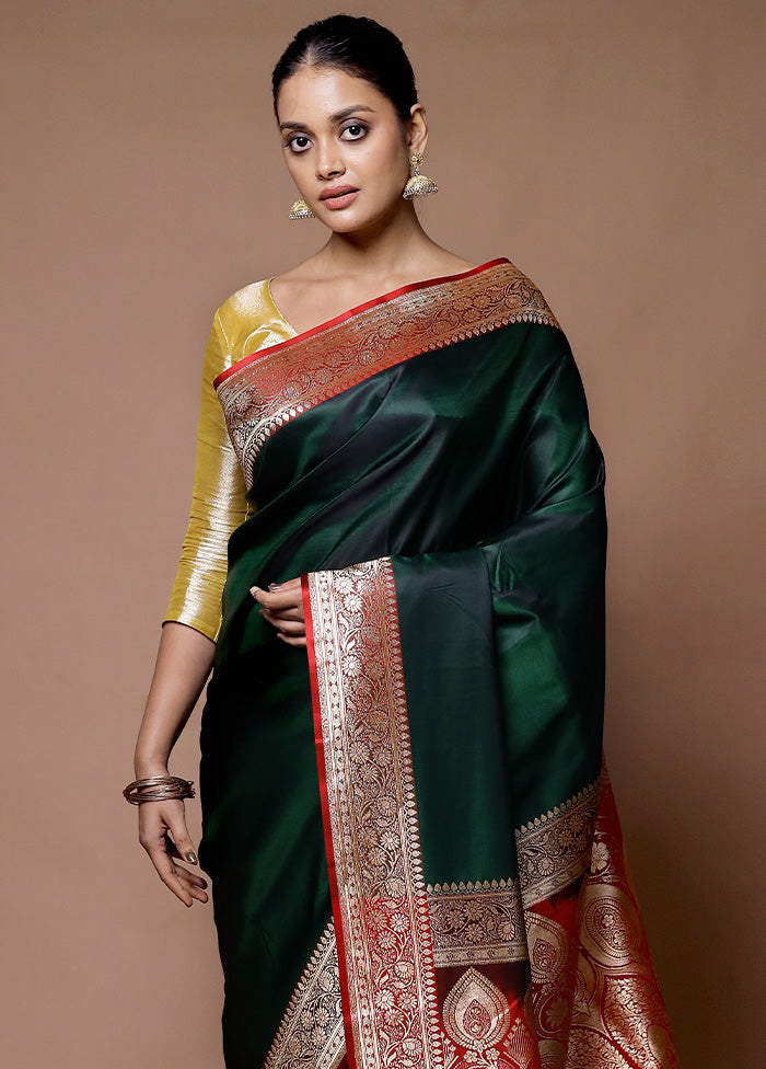 Green Banarasi Silk Saree With Blouse Piece Largest Supplier Online