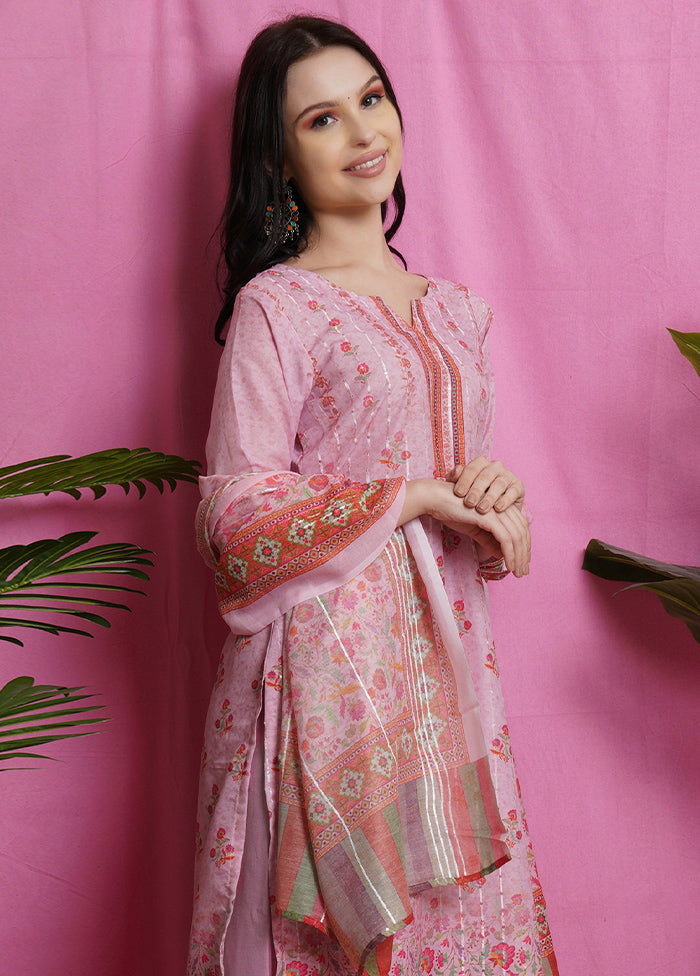 3 Pc Pink Unstitched Silk Suit Set Clearance Online Amazon