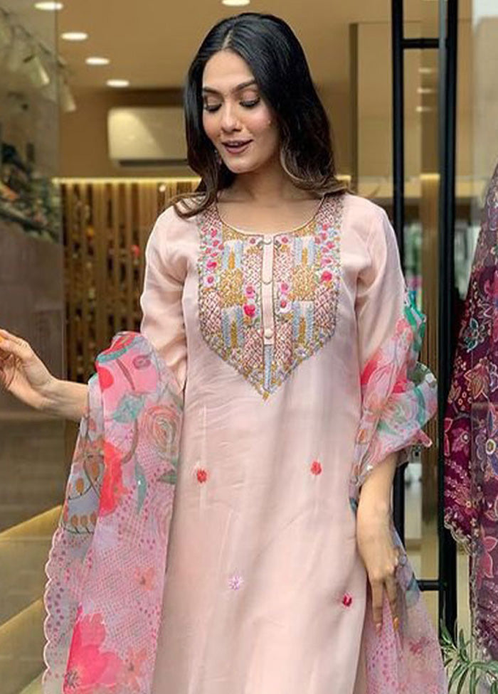 3 Pc Baby Pink Readymade Silk Suit Set Buy Online Cheap