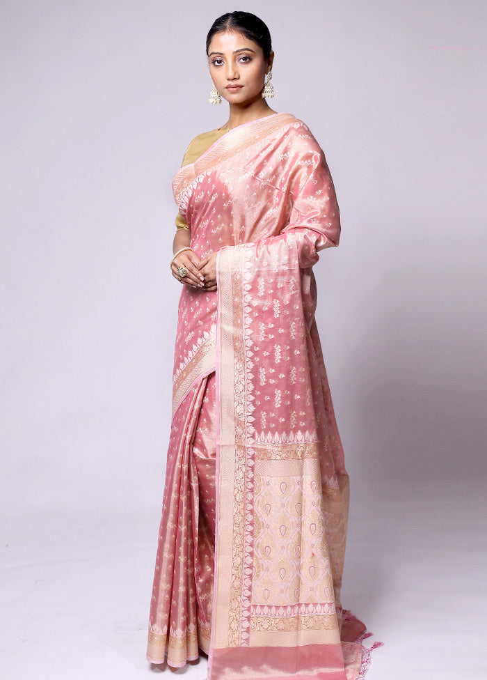 Pink Tissue Silk Saree With Blouse Piece Outlet With Paypal Order