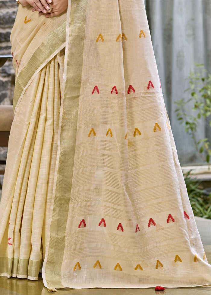 Beige Cotton Saree With Blouse Piece Outlet For You