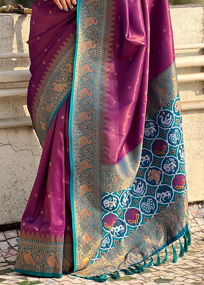 Magenta Spun Silk Saree With Blouse Piece Discount Footaction