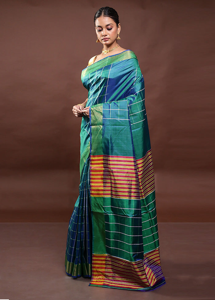 Green Kalakshetra Kanjivaram Silk Saree With Blouse Piece Footlocker Finishline For Sale