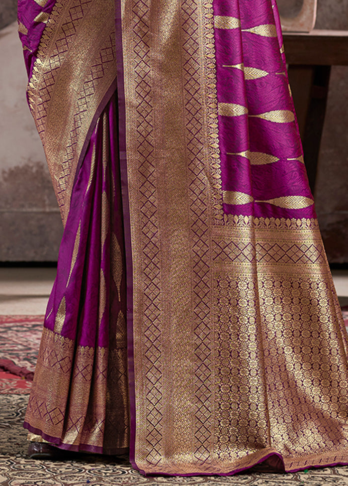 Purple Spun Silk Saree With Blouse Piece Shop For Cheap Pice