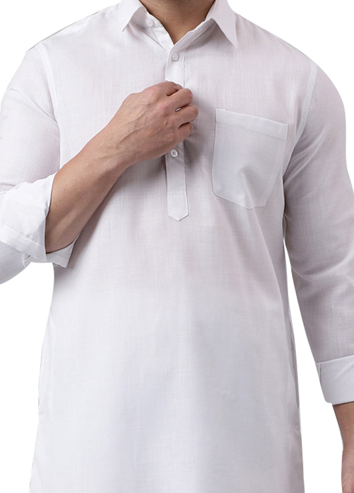 2 Pc White Viscose Kurta Pajama Set Clearance Fashionable