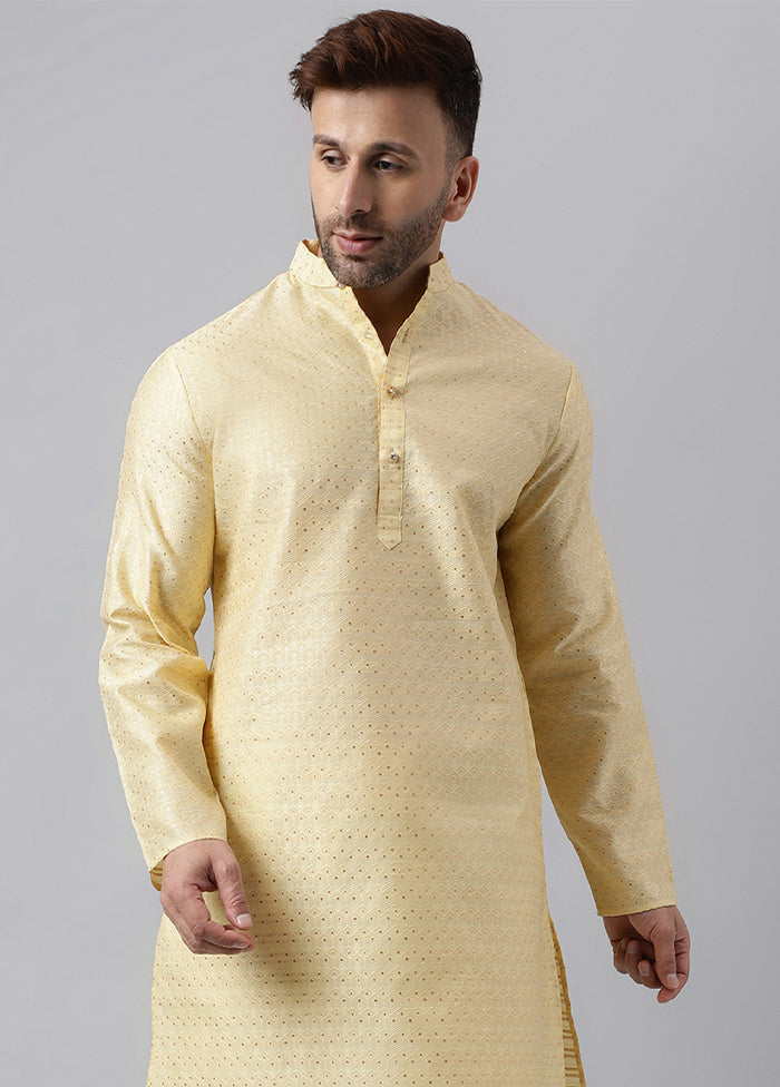 Off White Viscose Jacquard Long Kurta Buy Cheap Manchester Great Sale