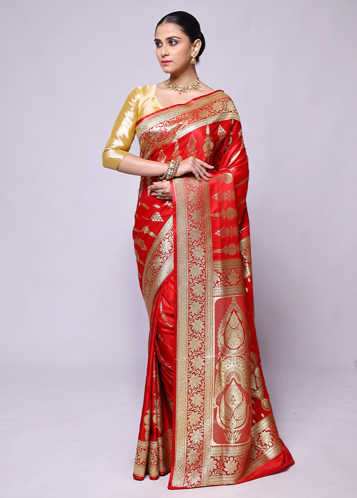 Red Banarasi Silk Saree With Blouse Piece Buy Cheap Buy